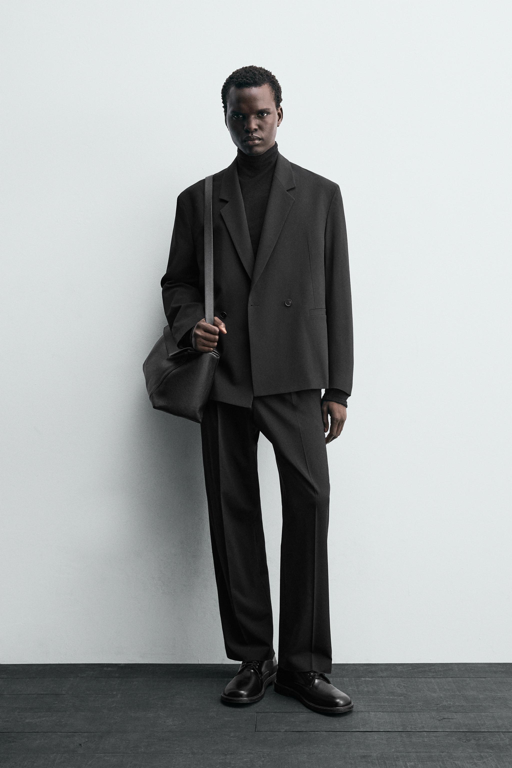 WOOL BLEND DOUBLE-BREASTED SUIT JACKET